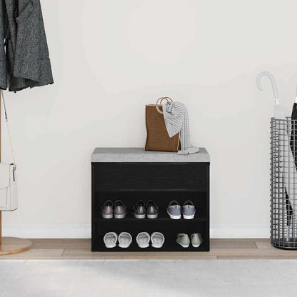 Shoe Bench with Shelf Black oak 60 x 30 x 45 cm Engineered Wood