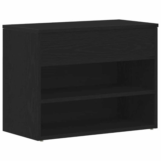 Shoe Bench with Shelf Black oak 60 x 30 x 45 cm Engineered Wood