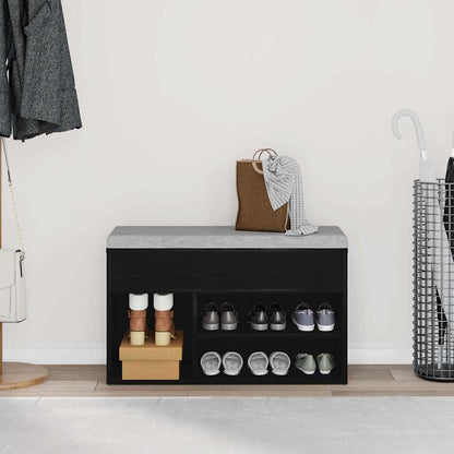 Shoe Bench with Shelf Black oak 80 x 30 x 45 cm Engineered Wood