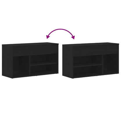 Shoe Bench with Shelf Black oak 80 x 30 x 45 cm Engineered Wood