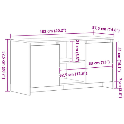 TV Cabinet 102 x 37.5 x 52.5 cm Black Oak Engineered Wood