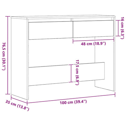 Console Table Black Oak 100 x 35 x 76.5 cm Engineered Wood