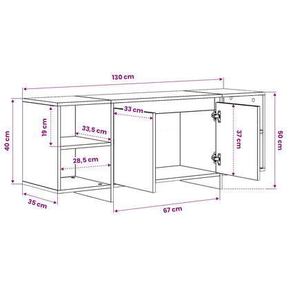 TV Cabinet 130 x 35 x 50 cm Black Oak Engineered Wood