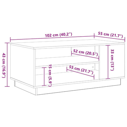 Coffee Table Black Oak 102 x 55 x 43 cm Engineered Wood