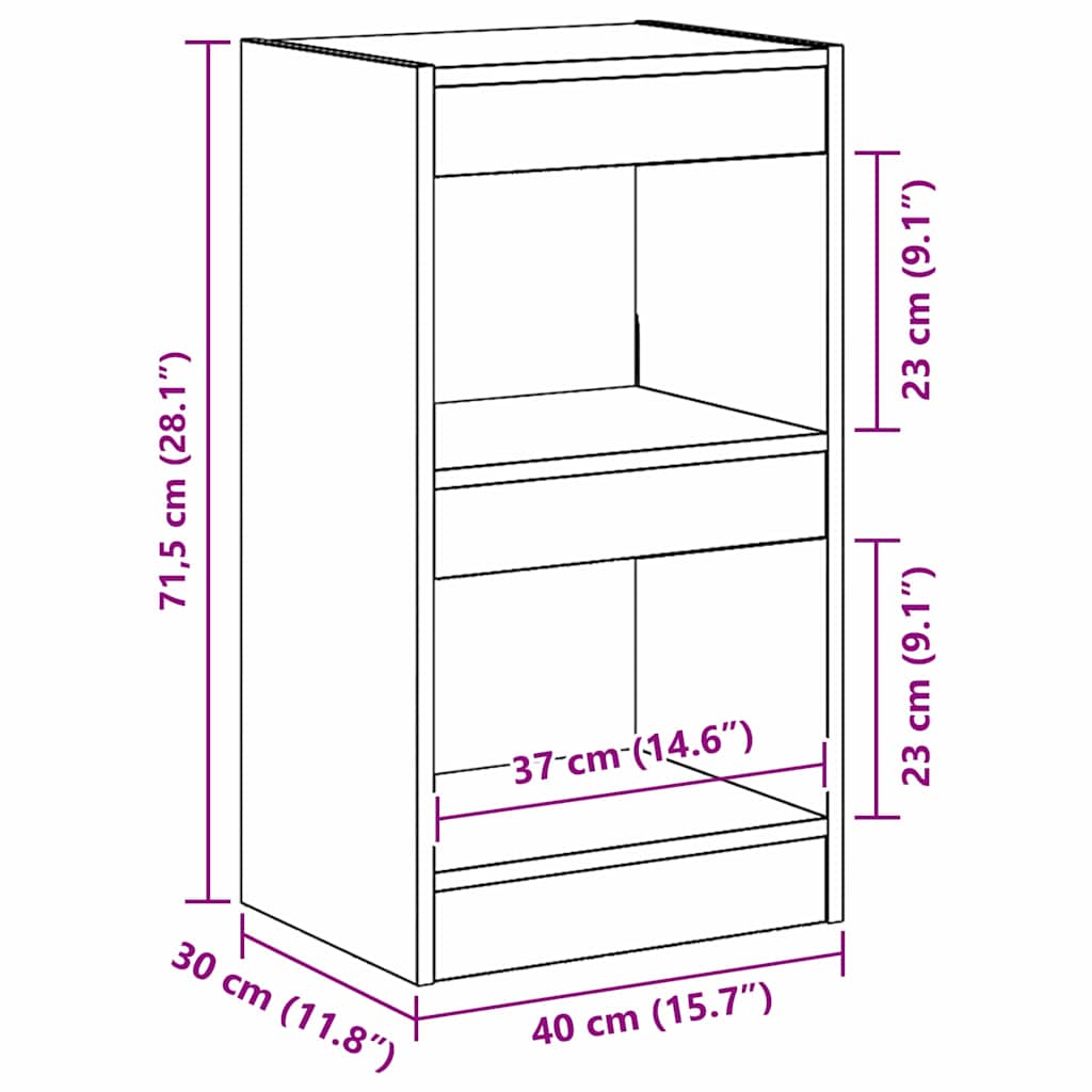 Book Cabinet 2-Tier 40 x 30 x 71.5 cm Engineered Wood Black Oak