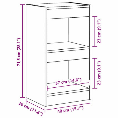 Book Cabinet 2-Tier 40 x 30 x 71.5 cm Engineered Wood Black Oak