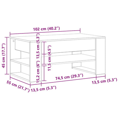 Coffee Table Black Oak 102 x 55 x 45 cm Engineered Wood
