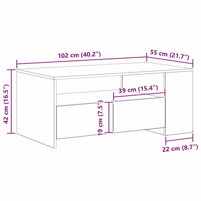 Coffee Table Black Oak 102 x 55 x 43.5 cm Engineered Wood