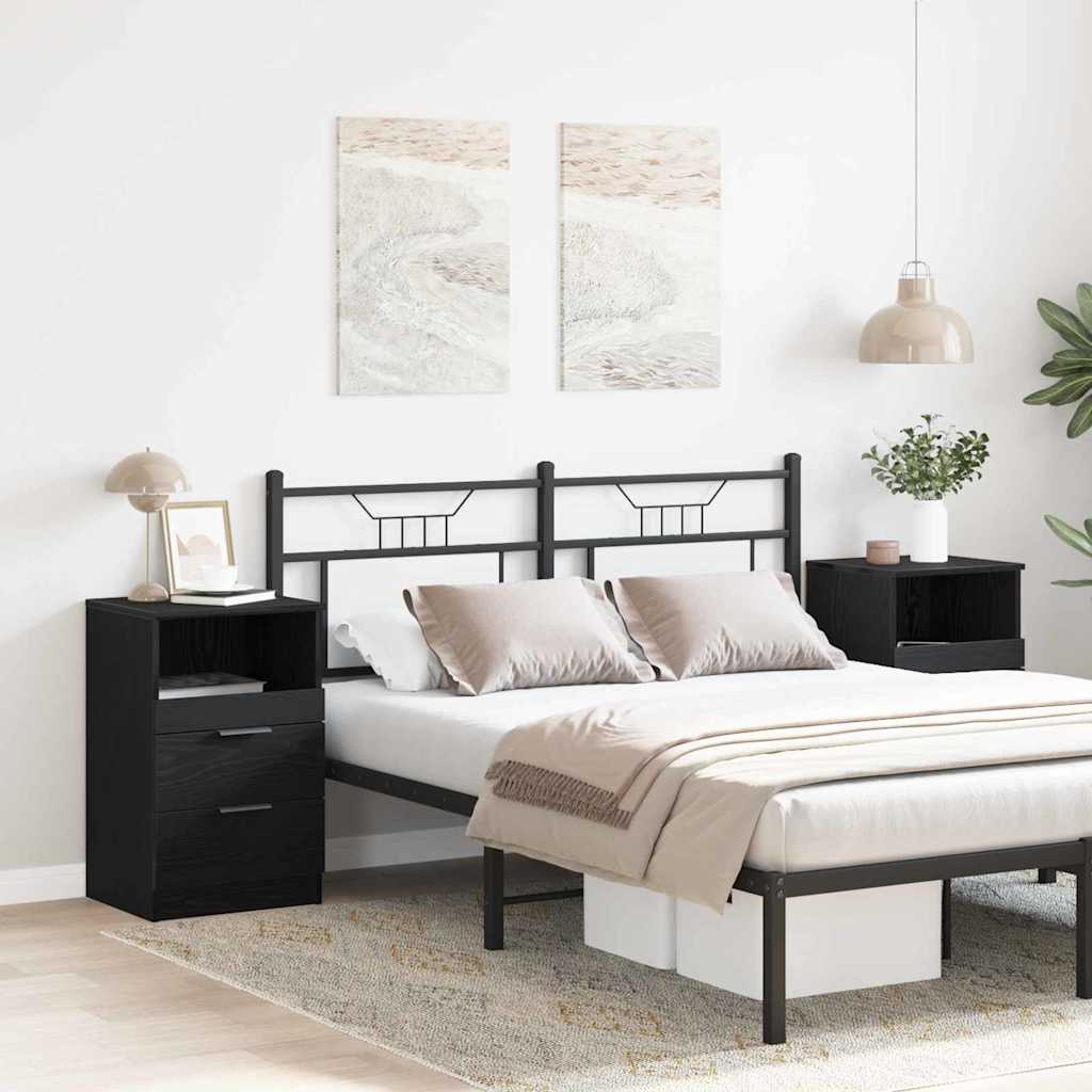 Bedside Cabinet 2 pcs Black Oak 40 x 35 x 65 cm Engineered Wood