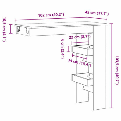 Wall Bar Table Black Oak 102 x 45 x 103.5 cm Engineered Wood