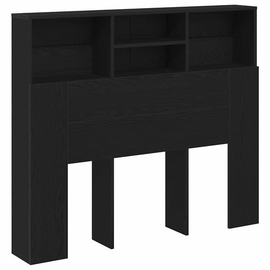Headboard Cabinet Black Oak Engineered Wood