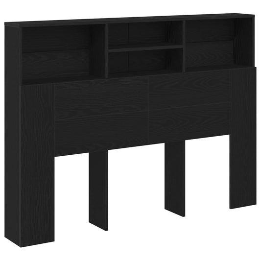 Headboard Cabinet Black Oak Engineered Wood