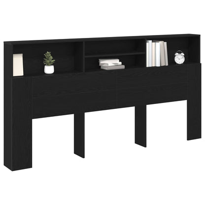 Headboard Cabinet Black Oak 200 x 19 x 103.5 cm Engineered Wood