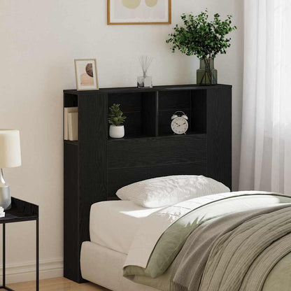 Headboard Cabinet with Shelf Black Oak Engineered Wood
