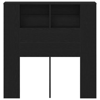 Headboard Cabinet with Shelf Black Oak Engineered Wood