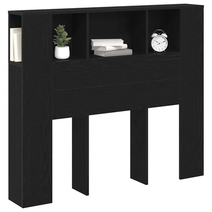 Headboard Cabinet with Shelf Black Oak 120 x 18.5 x 102.5 cm