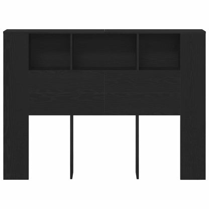 Headboard Cabinet with Storage Black Oak Engineered Wood