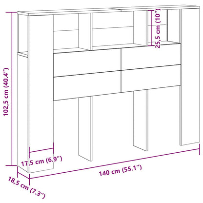 Headboard Cabinet Black Oak Engineered Wood