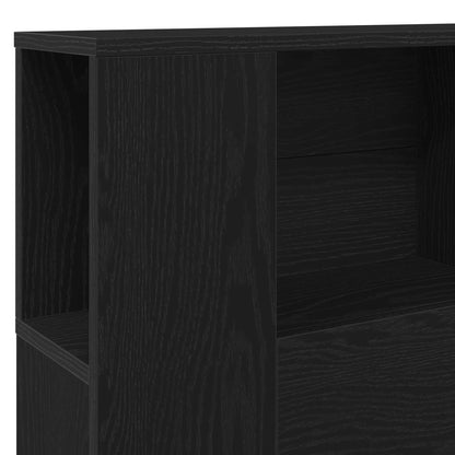 Headboard Cabinet with Storage Black Oak Engineered Wood