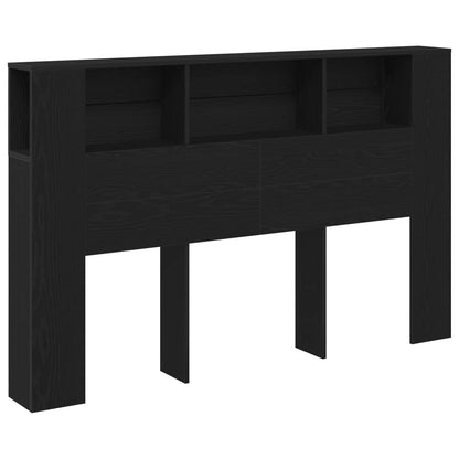 Headboard Cabinet with Storage Black Oak Engineered Wood