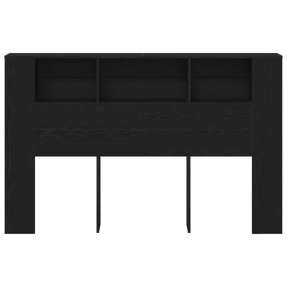 Headboard Cabinet with Storage Black Oak Engineered Wood