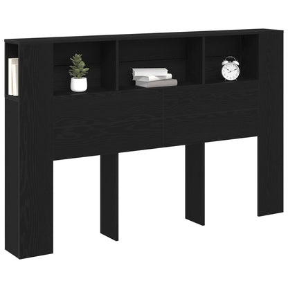 Headboard Cabinet with Storage Black Oak Engineered Wood
