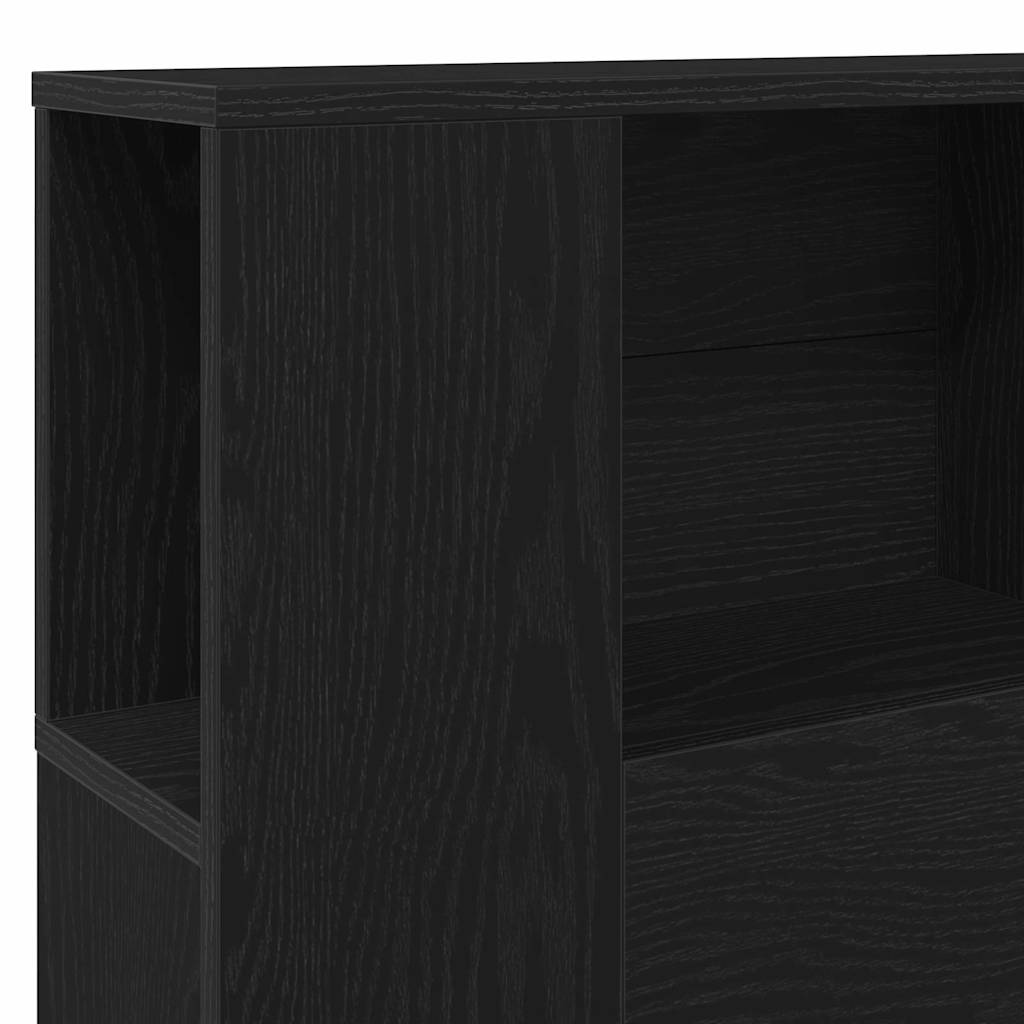 Headboard Cabinet with Shelf Black Oak 200 x 18.5 x 102.5 cm