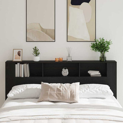 Headboard Cabinet with Shelf Black Oak 200 x 18.5 x 102.5 cm