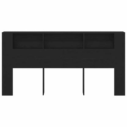 Headboard Cabinet with Shelf Black Oak 200 x 18.5 x 102.5 cm