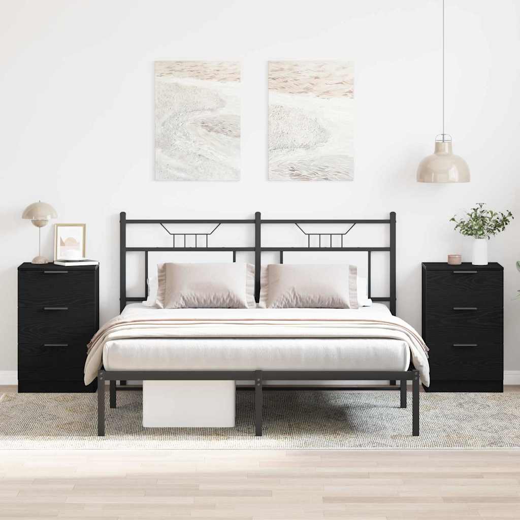 Bedside Cabinet 2 pcs Black Oak 40 x 65 x 65 cm Engineered Wood