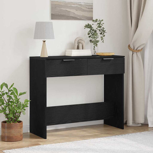 Console Table Black Oak 30 x 36 x 75 cm Engineered Wood