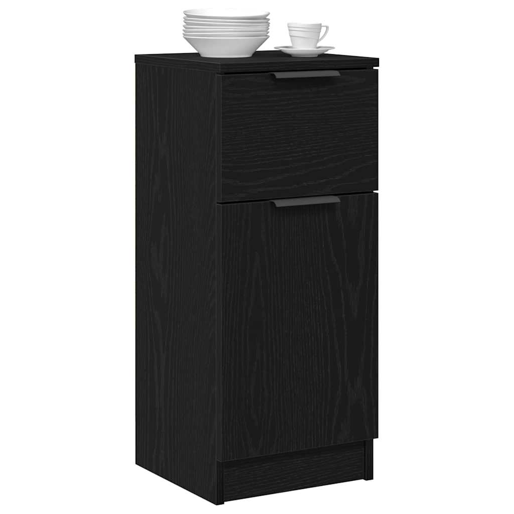 Sideboard with Drawer Black Oak 30 x 30 x 70 cm Engineered Wood