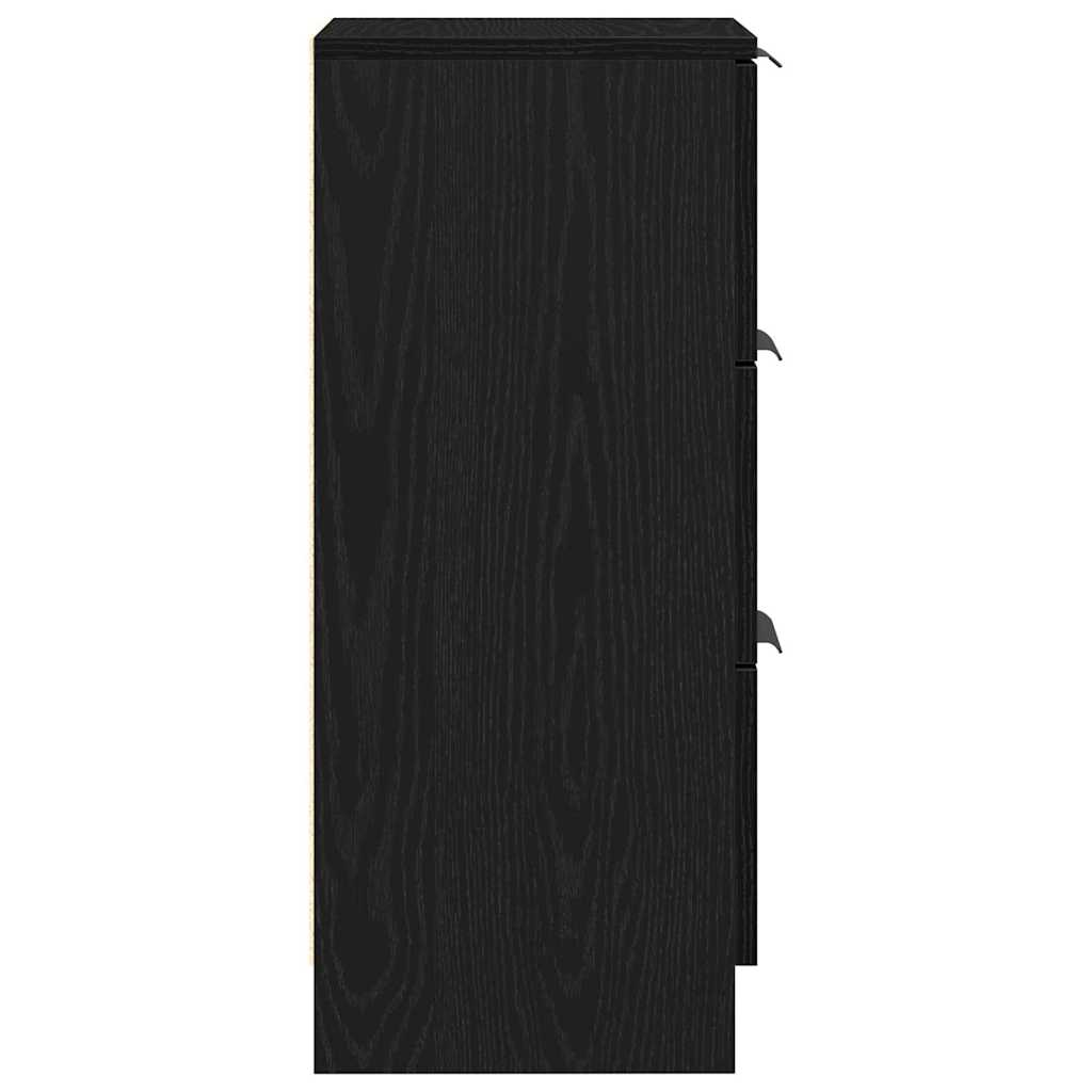 Sideboard with Drawer Black Oak 30 x 30 x 70 cm Engineered Wood