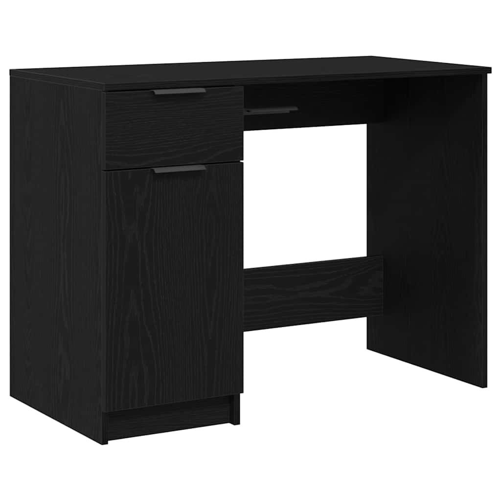 Desk with Drawer Black Oak 100 x 50 x 75 cm Engineered Wood