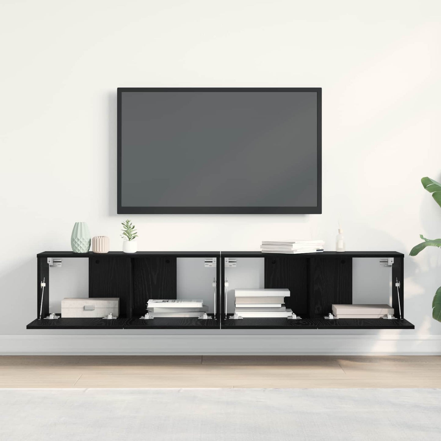 TV Cabinet 2 pcs Black Oak Engineered Wood