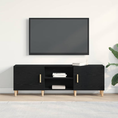TV Cabinet Black Oak 150 x 30 x50 cm Engineered Wood