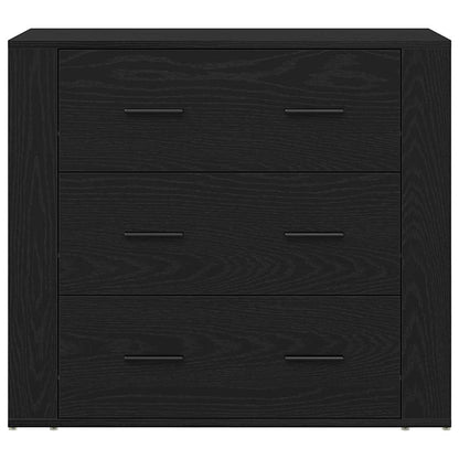 Sideboard with Drawer Black Oak 80 x 33 x 70 cm Engineered Wood