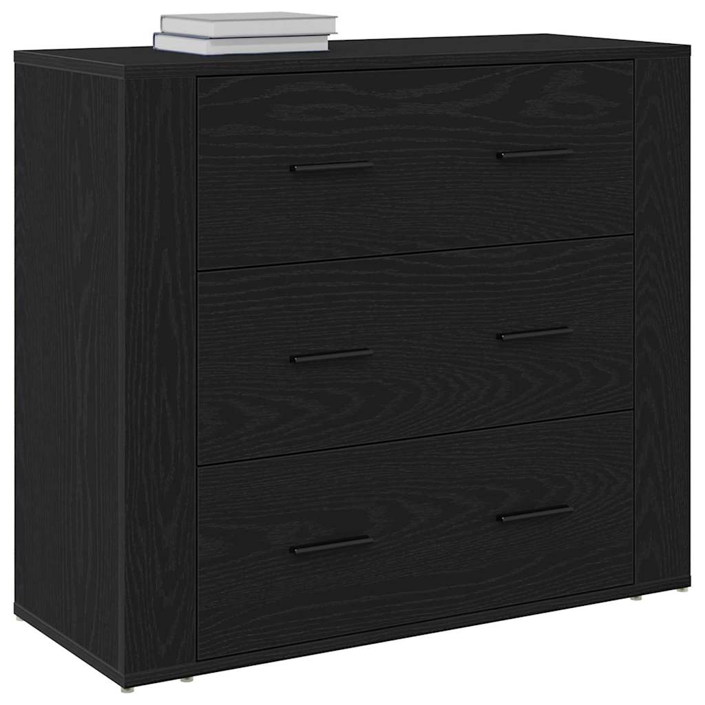 Sideboard with Drawer Black Oak 80 x 33 x 70 cm Engineered Wood