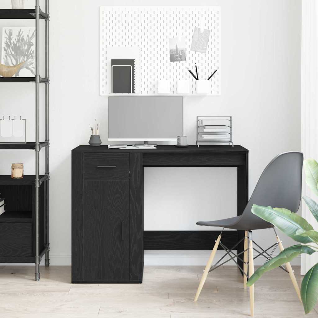 Desk with Drawer Black Oak 100 x 49 x 74 cm Engineered Wood