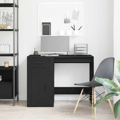 Desk with Drawer Black Oak 100 x 49 x 74 cm Engineered Wood
