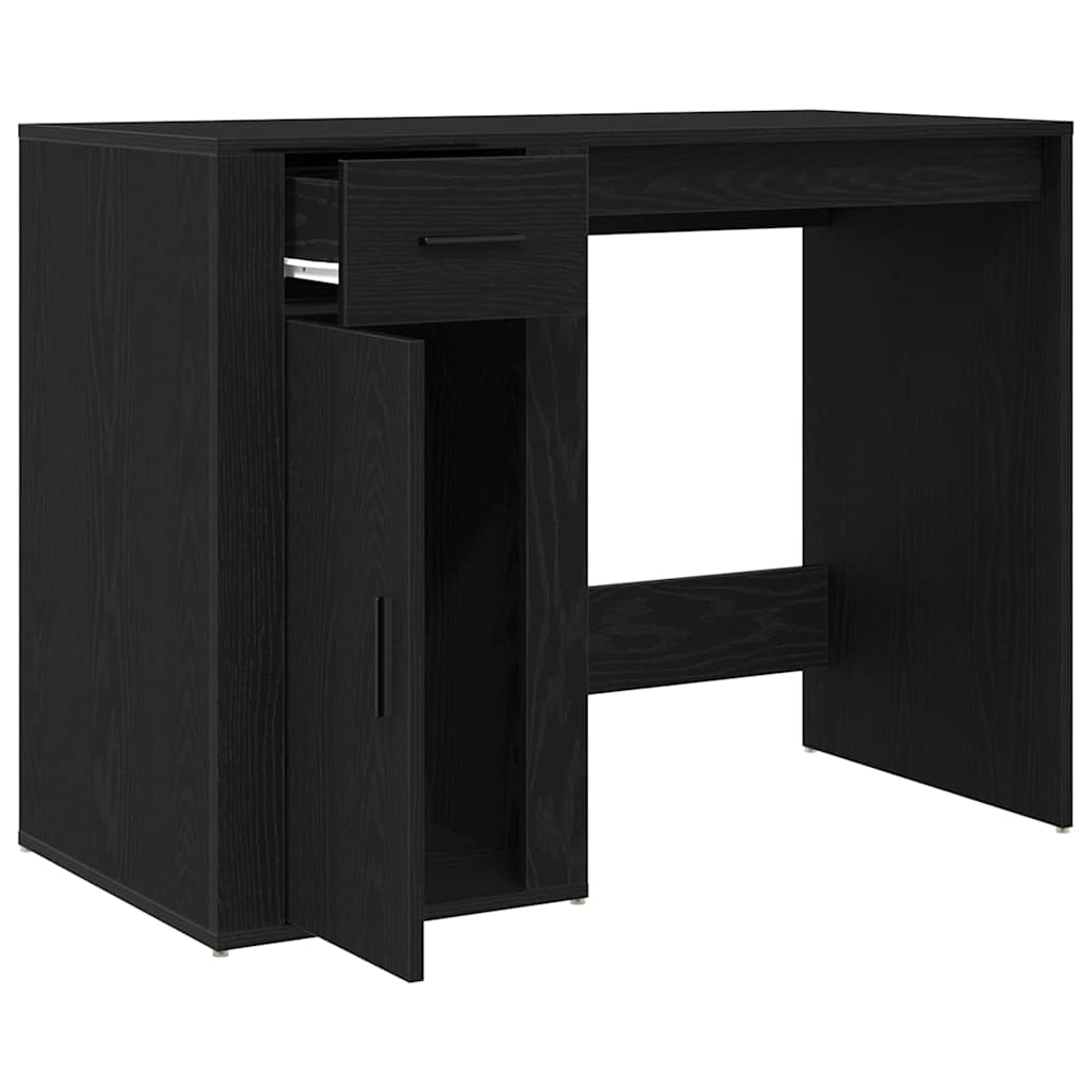 Desk with Drawer Black Oak 100 x 49 x 74 cm Engineered Wood