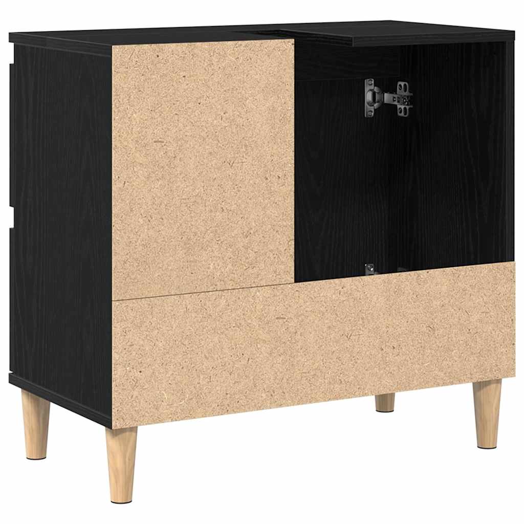 Bathroom Cabinet Black Oak 65 x 33 x 60 cm Engineered Wood