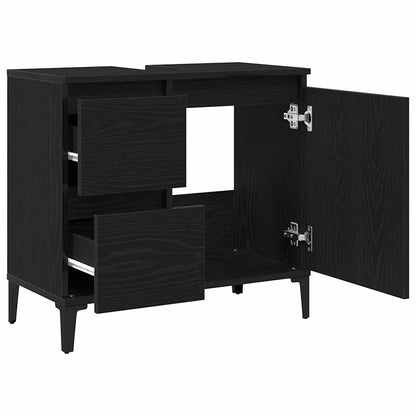 Bathroom Cabinet Black Oak 65 x 33 x 60 cm Engineered Wood