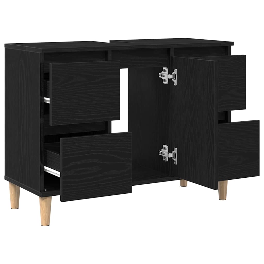 Bathroom Sink Cabinet Black Oak 80 x 33 x 60 cm Engineered Wood