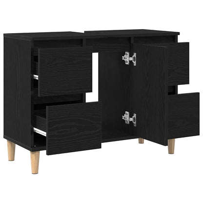 Bathroom Sink Cabinet Black Oak 80 x 33 x 60 cm Engineered Wood