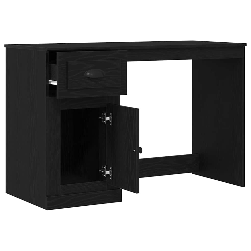 Desk with Drawer Black Oak 50 x 115 x 75 cm Engineered Wood