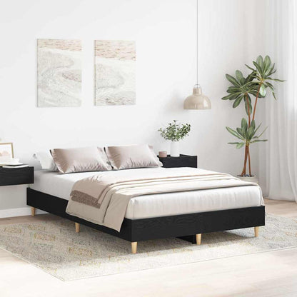 Bed Frame Black Oak 193 x 138 x 25 cm Engineered Wood