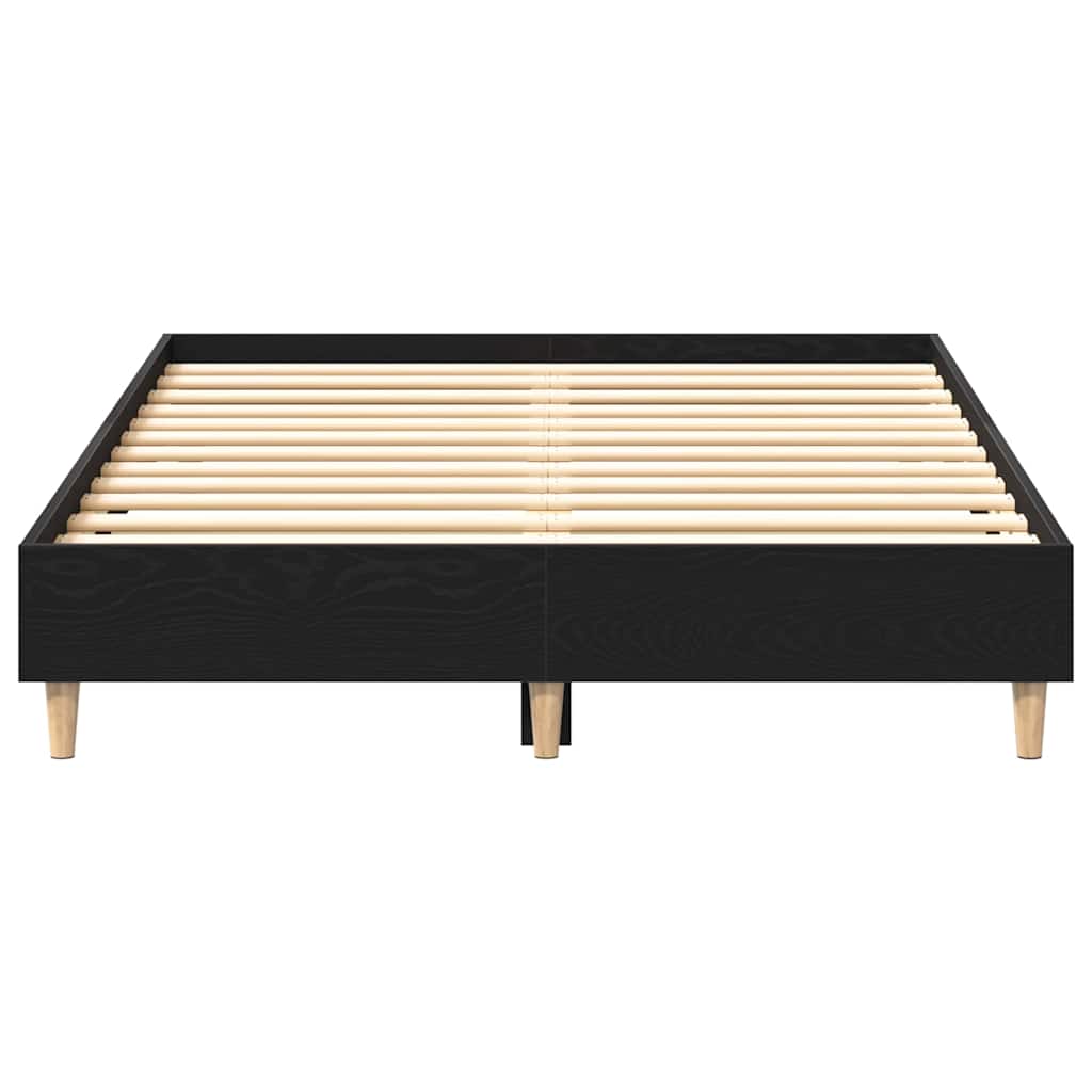 Bed Frame Black Oak 193 x 138 x 25 cm Engineered Wood