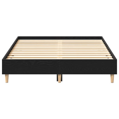 Bed Frame Black Oak 193 x 138 x 25 cm Engineered Wood