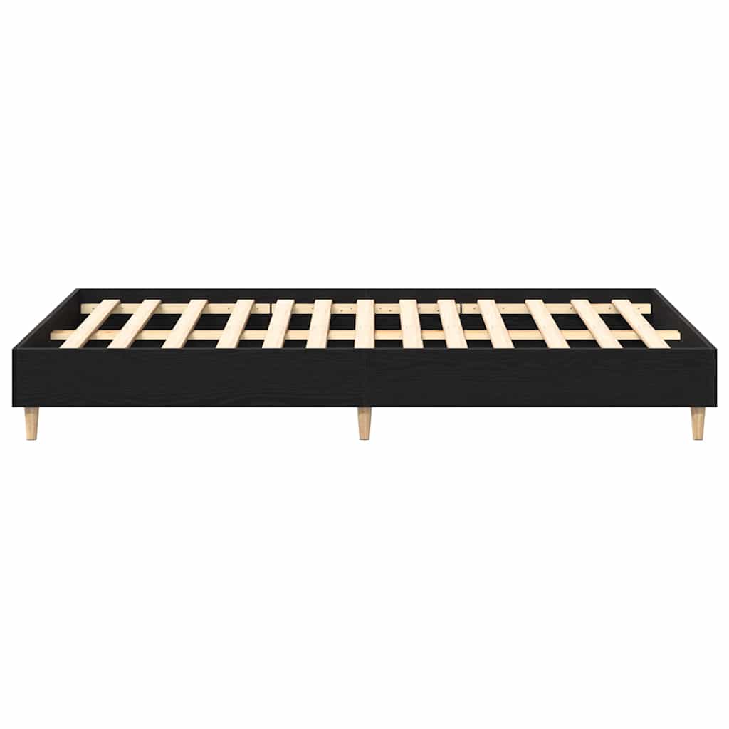Bed Frame Black Oak 193 x 138 x 25 cm Engineered Wood